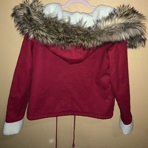 Red bomber Sherpa lined jacket